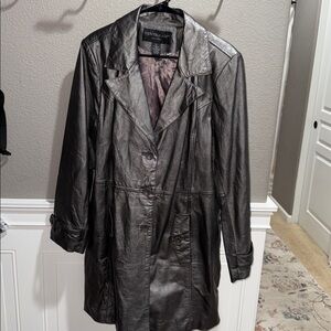 Vintage gray/metallic Leather Jacket